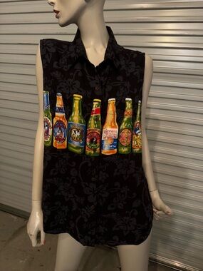 BIG DOG SLEEVELESS SHIRT UNISEX BLACK BEER CORONA XL MEN WOMEN SUMMER TOP 90s